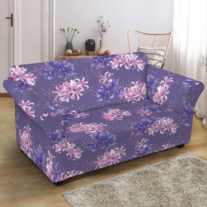 Pink And Purple Japanese Amaryllis Print Loveseat Slipcover