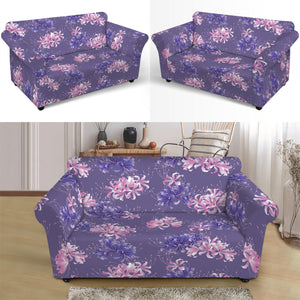 Pink And Purple Japanese Amaryllis Print Loveseat Slipcover