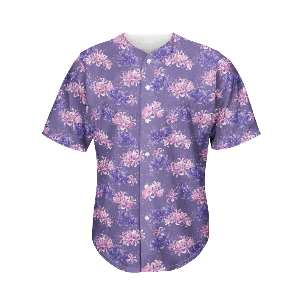 Pink And Purple Japanese Amaryllis Print Men's Baseball Jersey