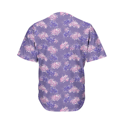 Pink And Purple Japanese Amaryllis Print Men's Baseball Jersey