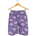 Pink And Purple Japanese Amaryllis Print Men's Shorts