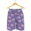 Pink And Purple Japanese Amaryllis Print Men's Shorts