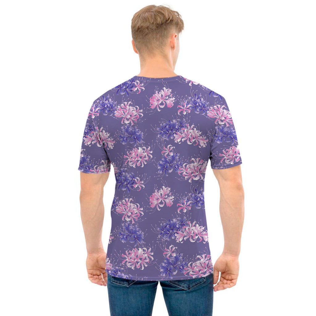 Pink And Purple Japanese Amaryllis Print Men's T-Shirt