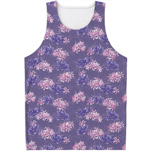 Pink And Purple Japanese Amaryllis Print Men's Tank Top