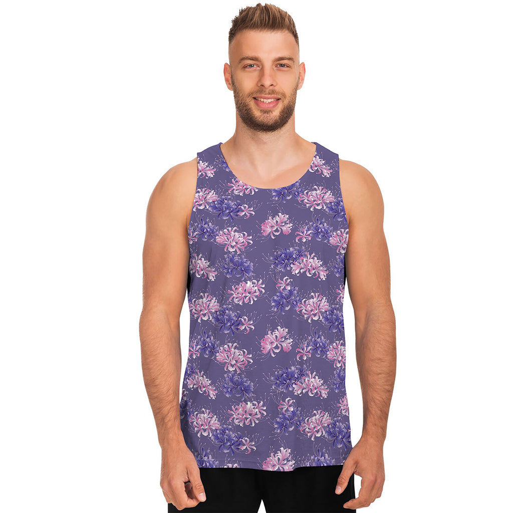 Pink And Purple Japanese Amaryllis Print Men's Tank Top