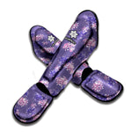 Pink And Purple Japanese Amaryllis Print Muay Thai Shin Guard