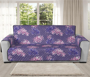 Pink And Purple Japanese Amaryllis Print Oversized Sofa Protector