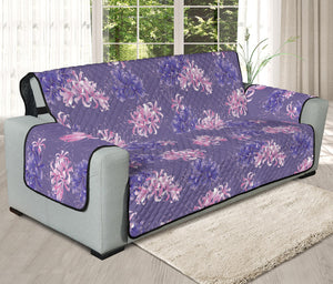 Pink And Purple Japanese Amaryllis Print Oversized Sofa Protector