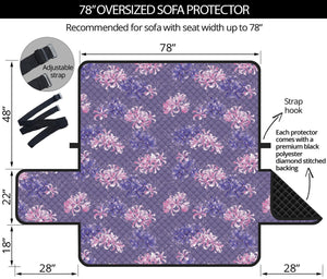 Pink And Purple Japanese Amaryllis Print Oversized Sofa Protector