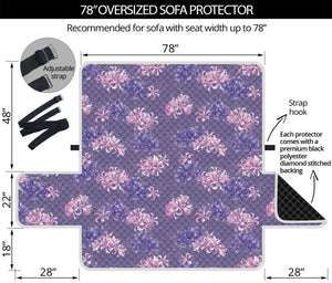 Pink And Purple Japanese Amaryllis Print Oversized Sofa Protector