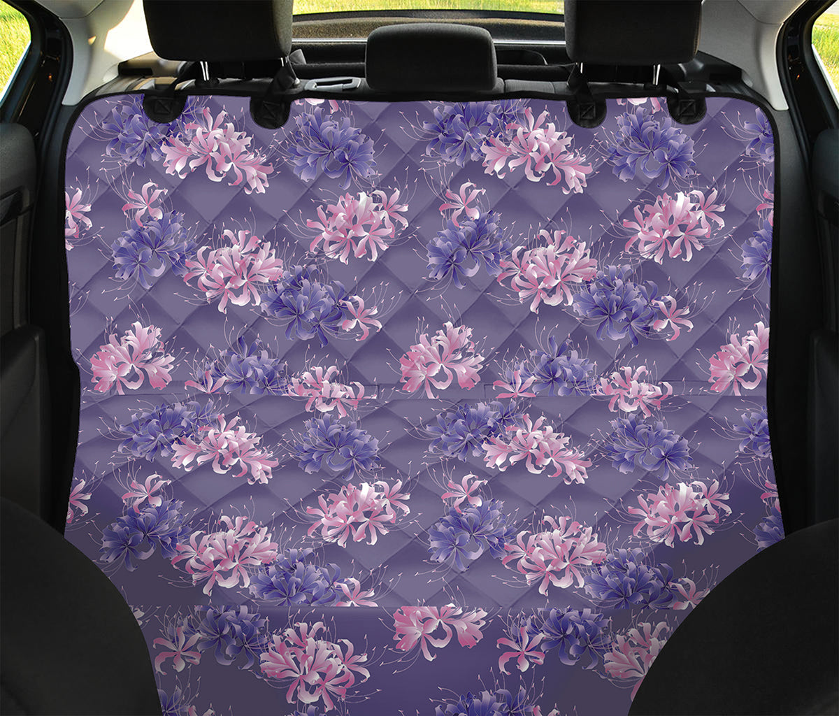 Pink And Purple Japanese Amaryllis Print Pet Car Back Seat Cover