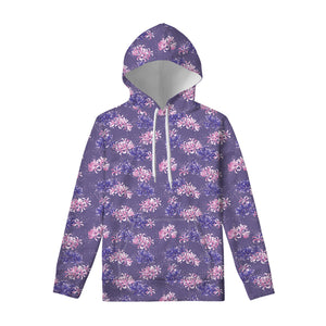 Pink And Purple Japanese Amaryllis Print Pullover Hoodie