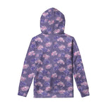 Pink And Purple Japanese Amaryllis Print Pullover Hoodie