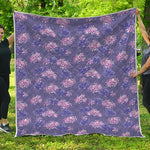 Pink And Purple Japanese Amaryllis Print Quilt