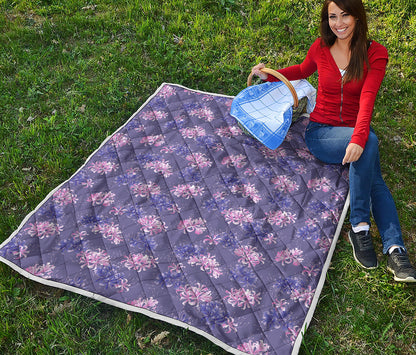 Pink And Purple Japanese Amaryllis Print Quilt