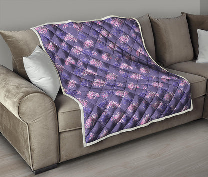 Pink And Purple Japanese Amaryllis Print Quilt