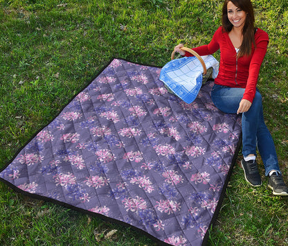 Pink And Purple Japanese Amaryllis Print Quilt