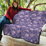 Pink And Purple Japanese Amaryllis Print Quilt