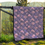 Pink And Purple Japanese Amaryllis Print Quilt