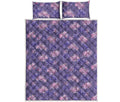 Pink And Purple Japanese Amaryllis Print Quilt Bed Set