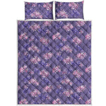 Pink And Purple Japanese Amaryllis Print Quilt Bed Set