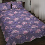 Pink And Purple Japanese Amaryllis Print Quilt Bed Set