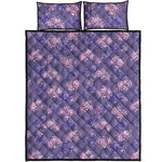 Pink And Purple Japanese Amaryllis Print Quilt Bed Set