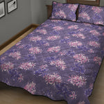 Pink And Purple Japanese Amaryllis Print Quilt Bed Set