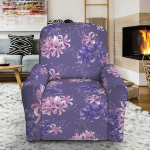 Pink And Purple Japanese Amaryllis Print Recliner Slipcover