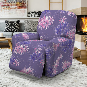 Pink And Purple Japanese Amaryllis Print Recliner Slipcover