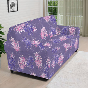 Pink And Purple Japanese Amaryllis Print Sofa Cover