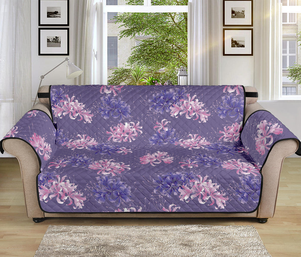 Pink And Purple Japanese Amaryllis Print Sofa Protector