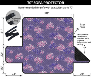 Pink And Purple Japanese Amaryllis Print Sofa Protector