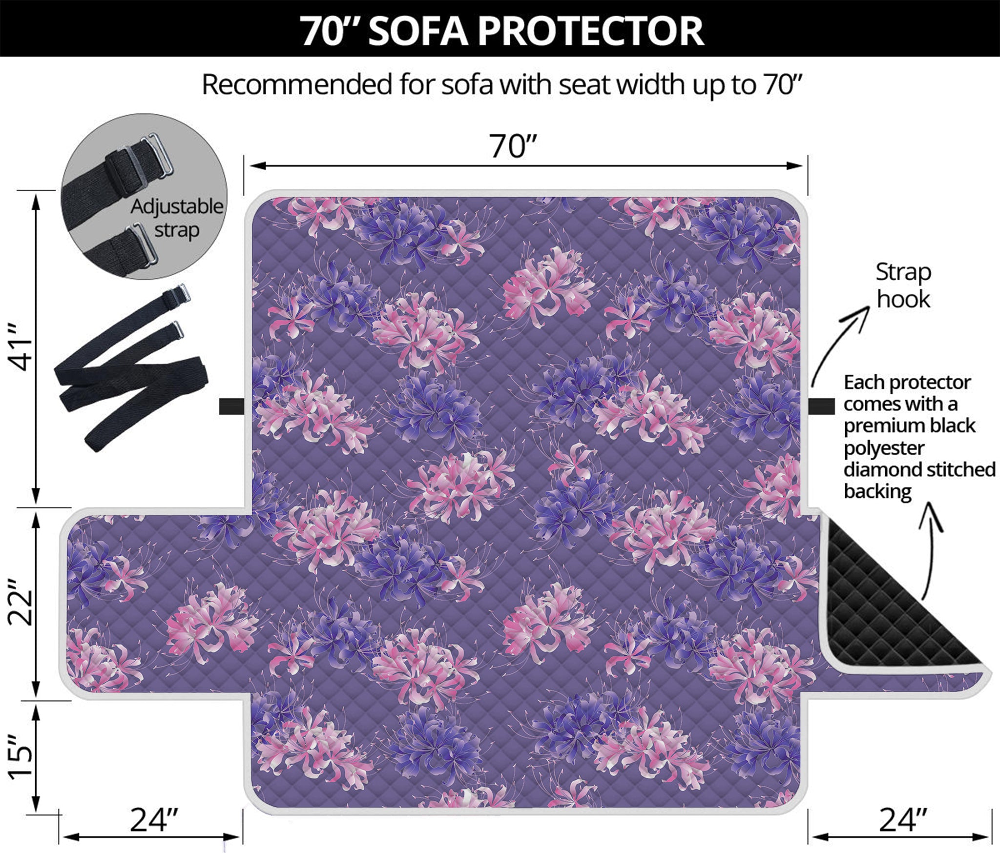 Pink And Purple Japanese Amaryllis Print Sofa Protector