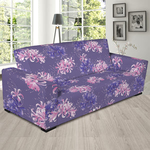 Pink And Purple Japanese Amaryllis Print Sofa Slipcover