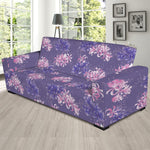 Pink And Purple Japanese Amaryllis Print Sofa Slipcover