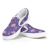 Pink And Purple Japanese Amaryllis Print White Slip On Shoes