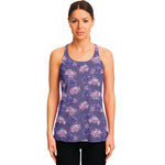 Pink And Purple Japanese Amaryllis Print Women's Racerback Tank Top