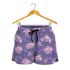 Pink And Purple Japanese Amaryllis Print Women's Shorts