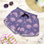 Pink And Purple Japanese Amaryllis Print Women's Shorts