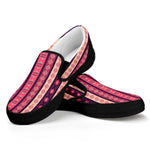 Pink And Purple Southwestern Print Black Slip On Shoes