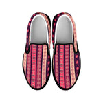 Pink And Purple Southwestern Print Black Slip On Shoes