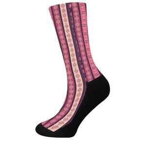 Pink And Purple Southwestern Print Crew Socks