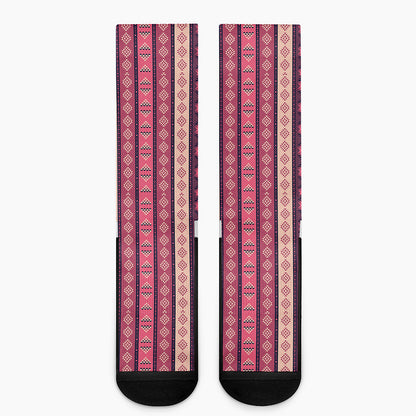 Pink And Purple Southwestern Print Crew Socks