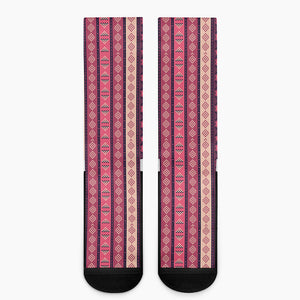 Pink And Purple Southwestern Print Crew Socks