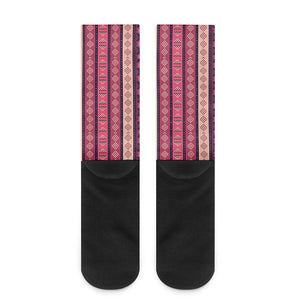 Pink And Purple Southwestern Print Crew Socks