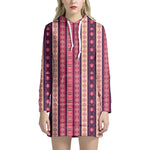 Pink And Purple Southwestern Print Hoodie Dress