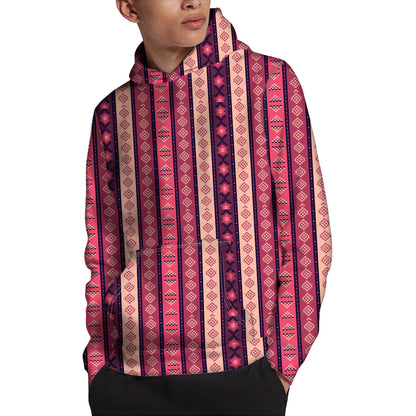 Pink And Purple Southwestern Print Pullover Hoodie