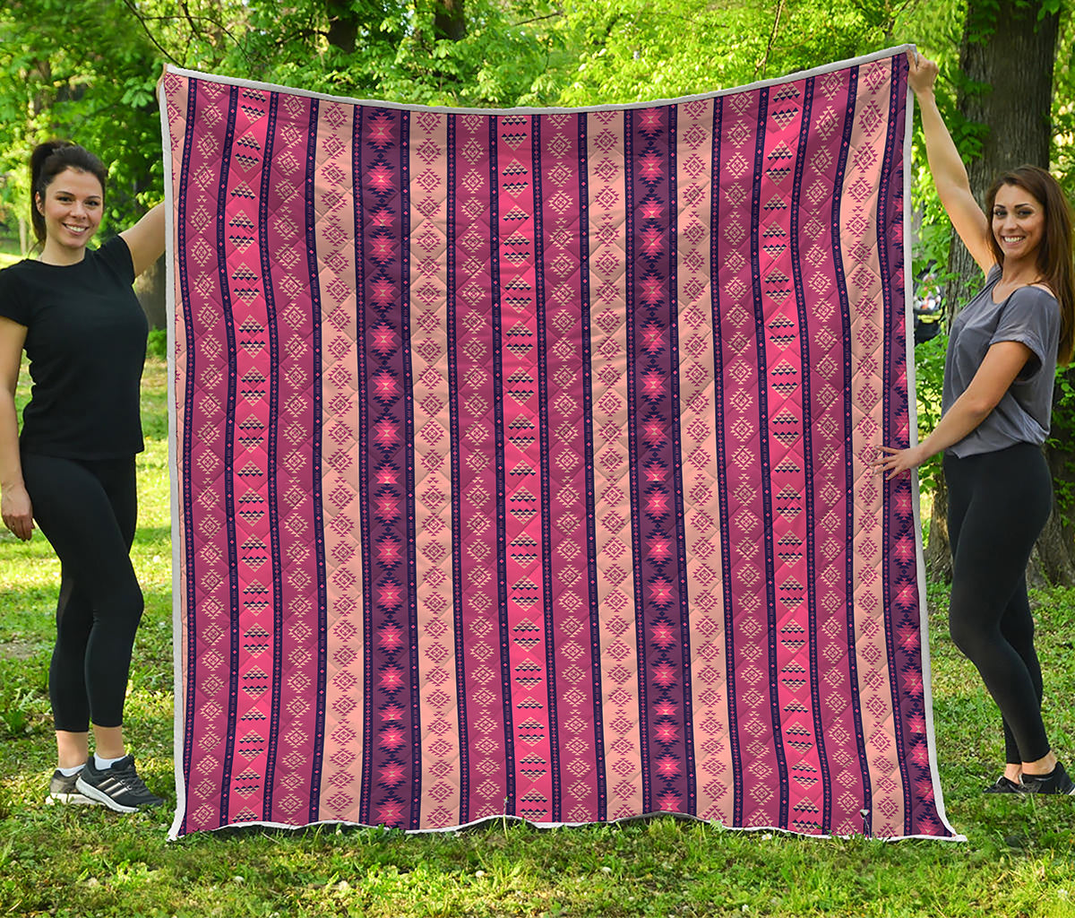 Pink And Purple Southwestern Print Quilt