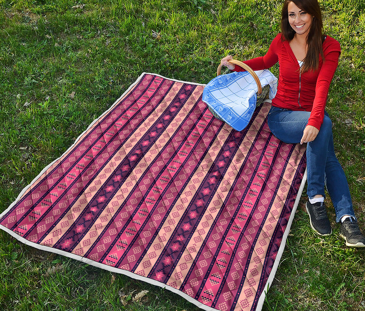 Pink And Purple Southwestern Print Quilt